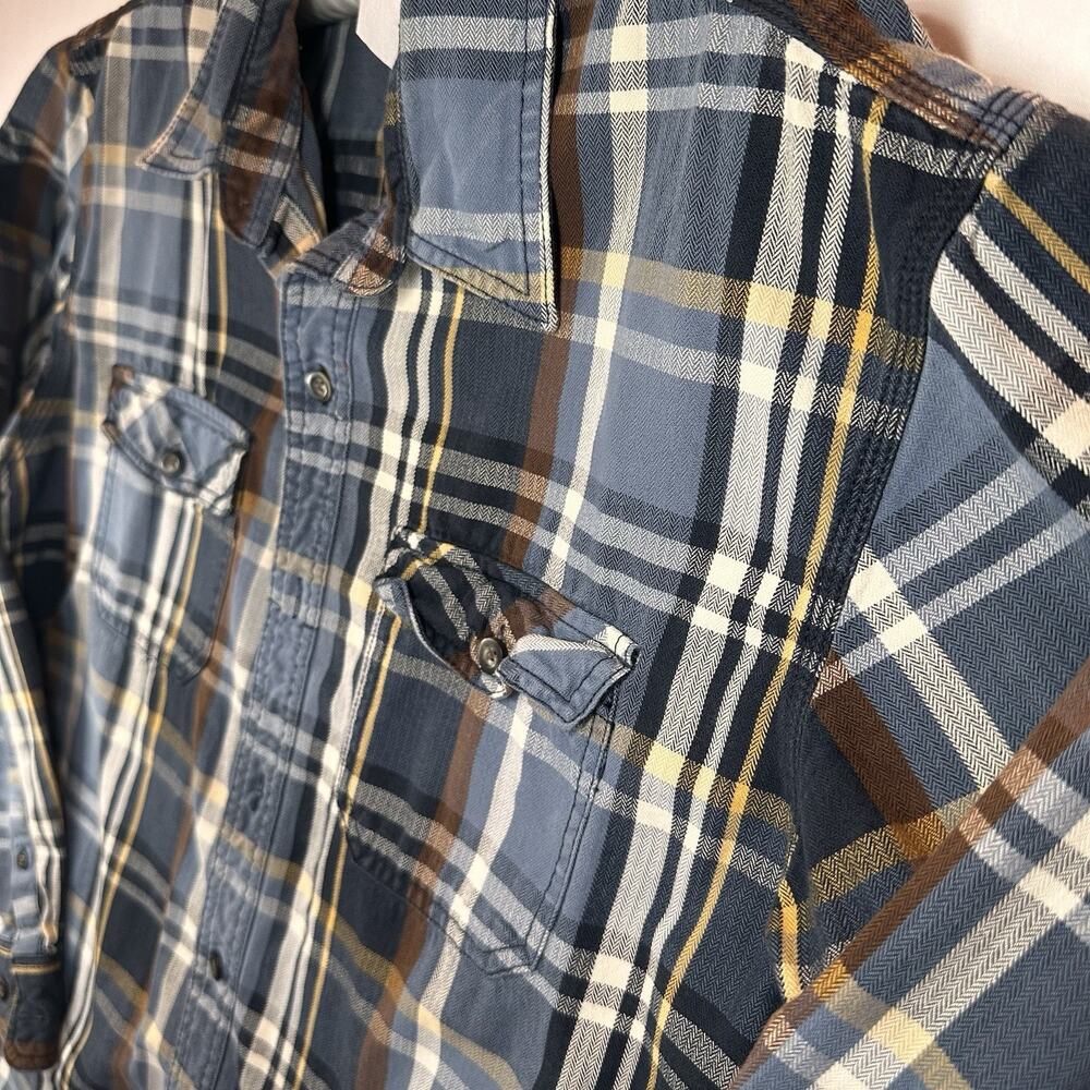 Mens G.H. Bass & Co. Multi Plaid Flannel Long Sleeve Button Up Shirt Size Large